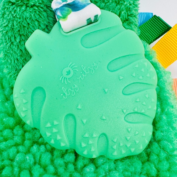 Itzy Ritzy Teether Crinkle Toy Baby Green Dino Dinosaur 9” Lovey - Picture 3 of 6